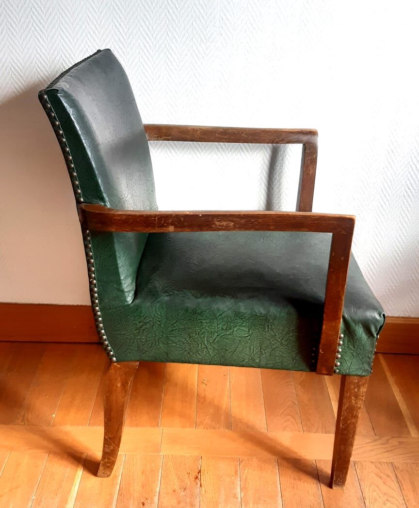 Pair of 1940 bridge armchairs in skaï