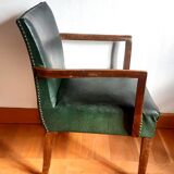 Pair of 1940 bridge armchairs in skaï