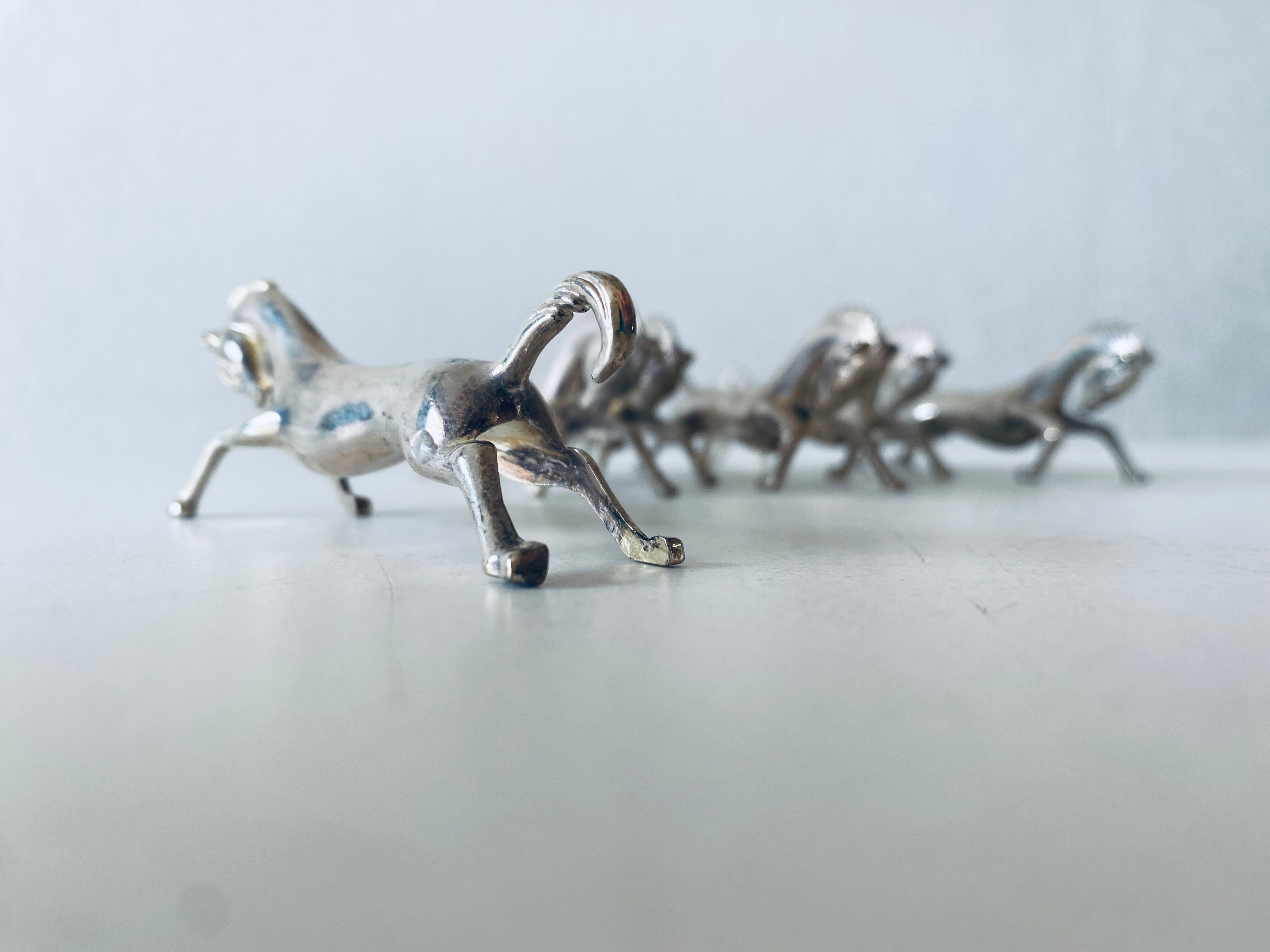 6 knife holders art deco horses