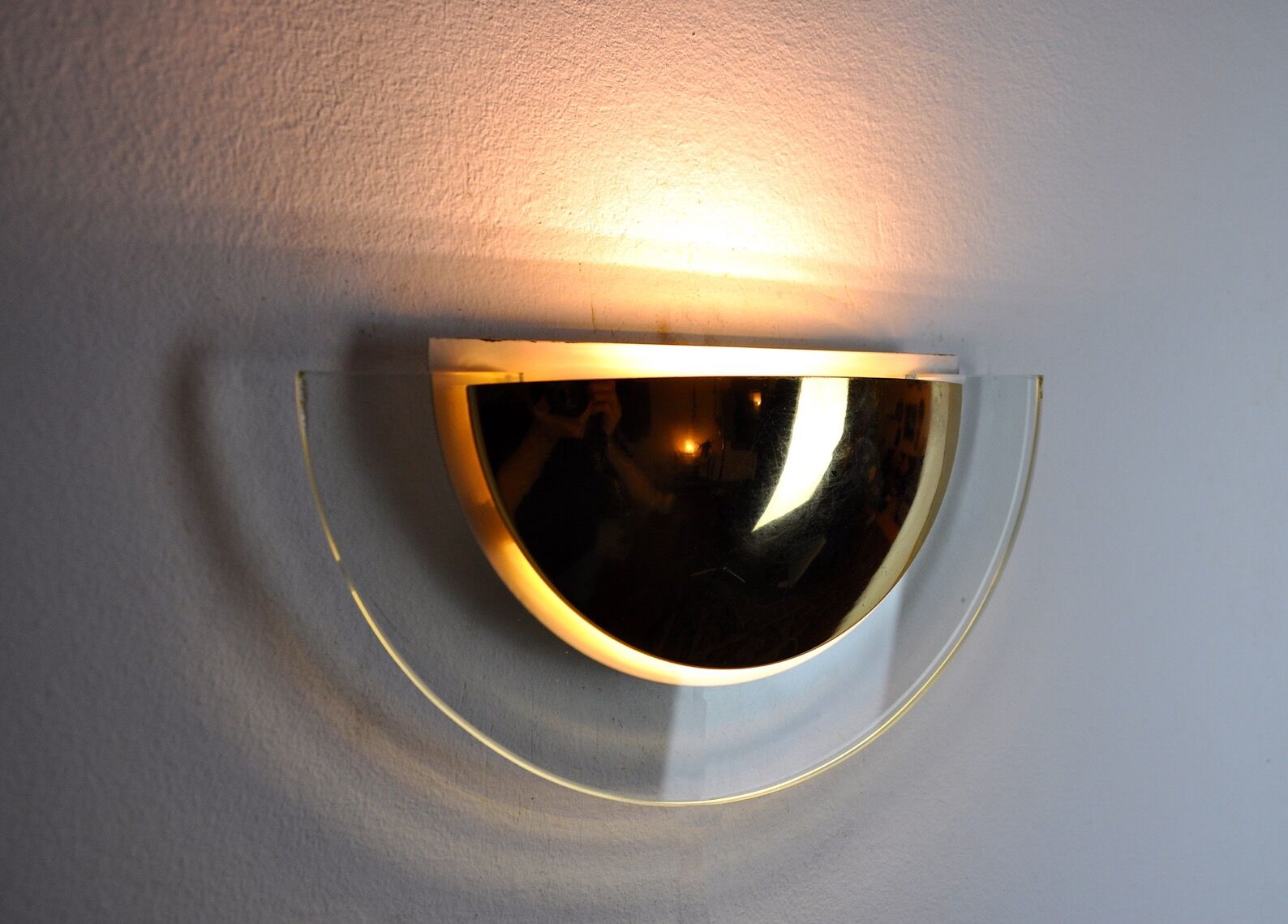 Pair of Regency wall lamps, half-moon, Italy, 1980