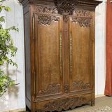 19th-century Norman wedding armoire in blonde oak.