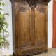 19th-century Norman wedding armoire in blonde oak.