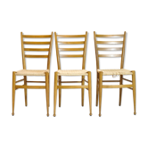 Trio of wooden chairs and rope, Italy, 1950s