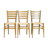 Trio de chaises en bois et corde, Italie, 1950