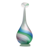 Green, Blue and Pink Etched Murano Glass Single Flower Vase, Italy