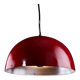 Suspension italienne hémisphérique en aluminium rouge avec trous ronds sur le dessus, 1970s