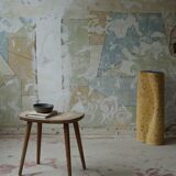 Vintage Swedish Modern Solid Oak Stool by Yngve Ekström, Model "palle", 1950s
