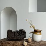 Small two-tone white and brown pitcher Made in China