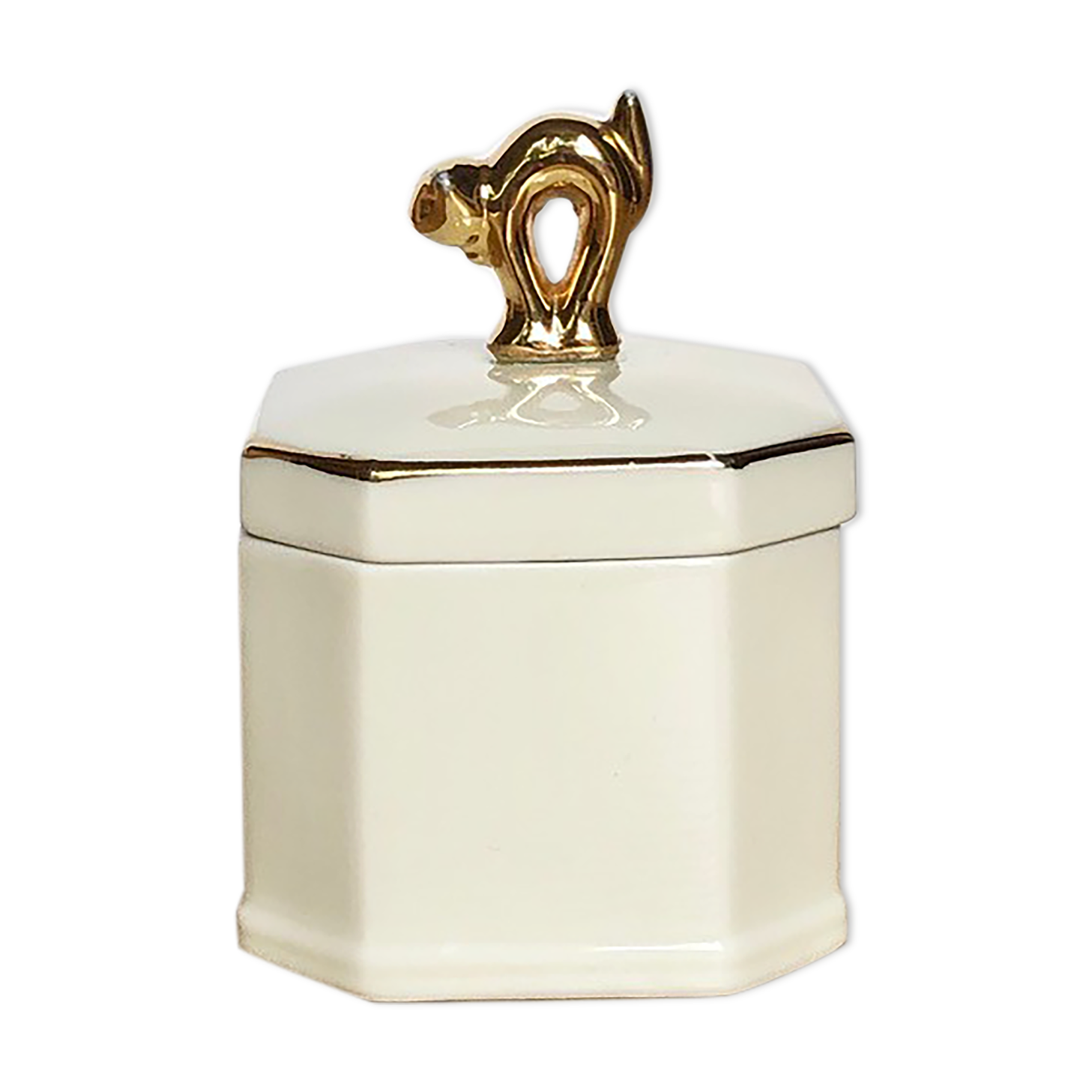 Porcelain jewelry box "golden cat"