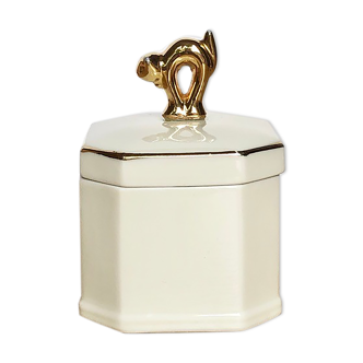 Porcelain jewelry box "golden cat"