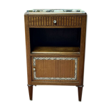 Art deco bedside table in mahogany and marble top