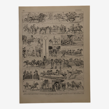 Original lithograph on horse racing