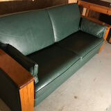 Leather sofa style art deco design Jacques Leleu