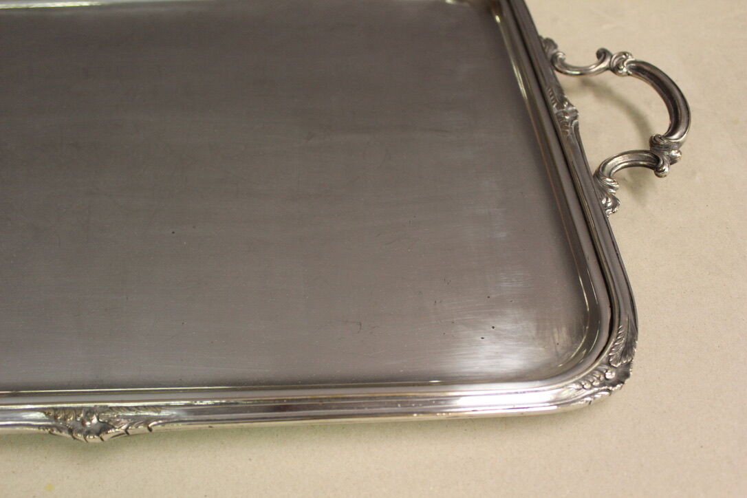 Louis XV style service tray in silver metal around 1900