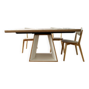 Extensible table Mood T1202 — Mobitec — White Fenix & walnut