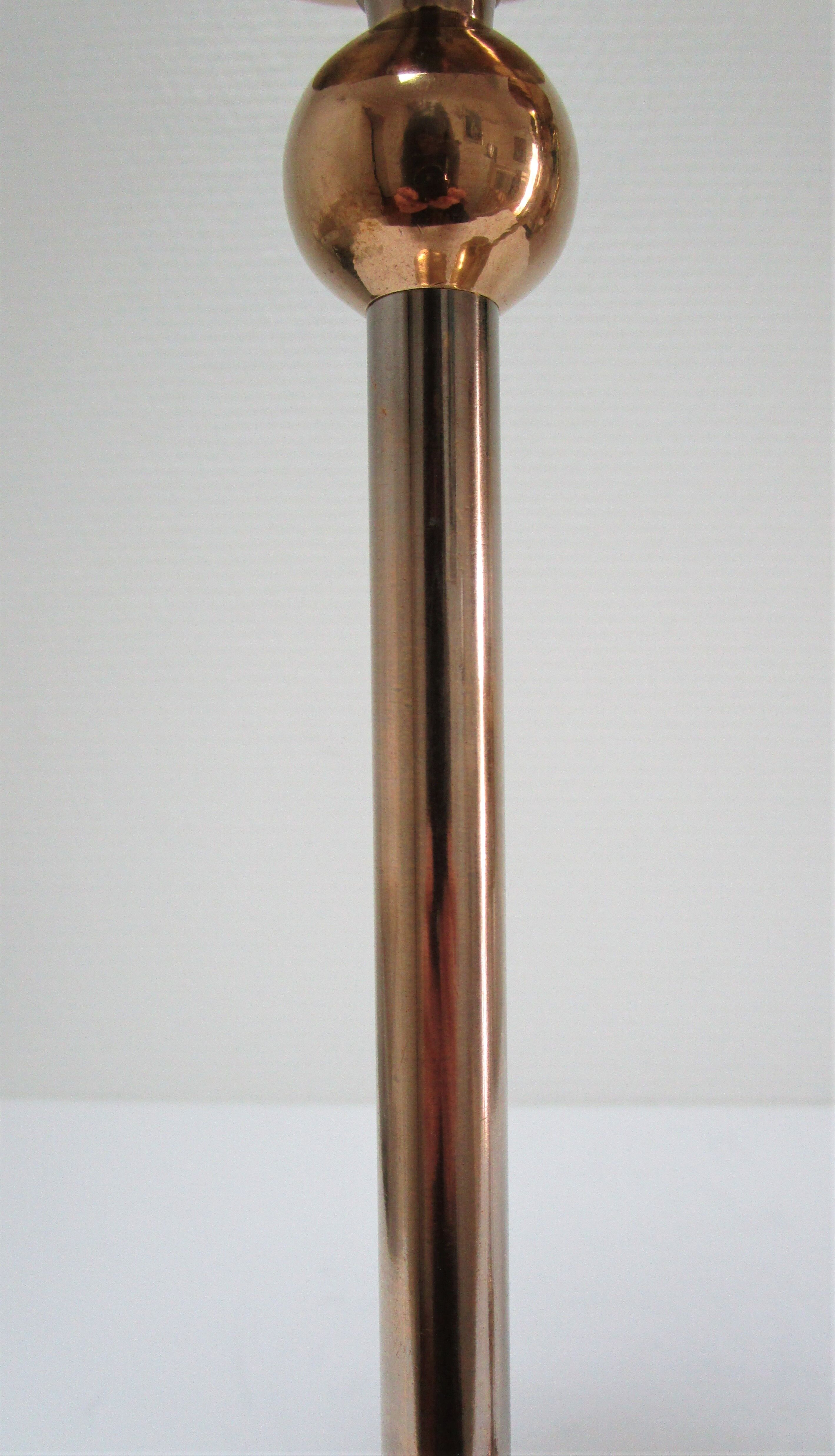 Pair of Scandinavian candlesticks brass vintage steel