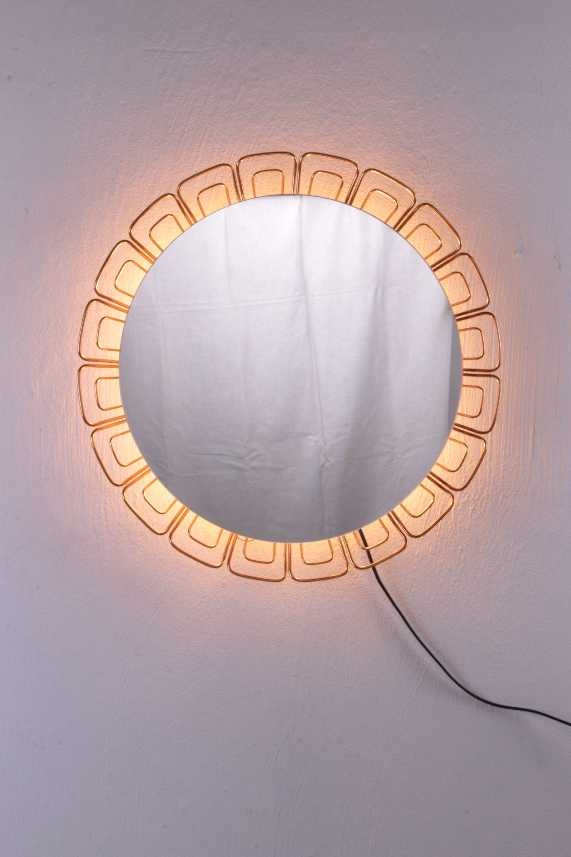 Miroir mural vintage Hillebrand avec éclairage Allemagne des années 1960 51cm