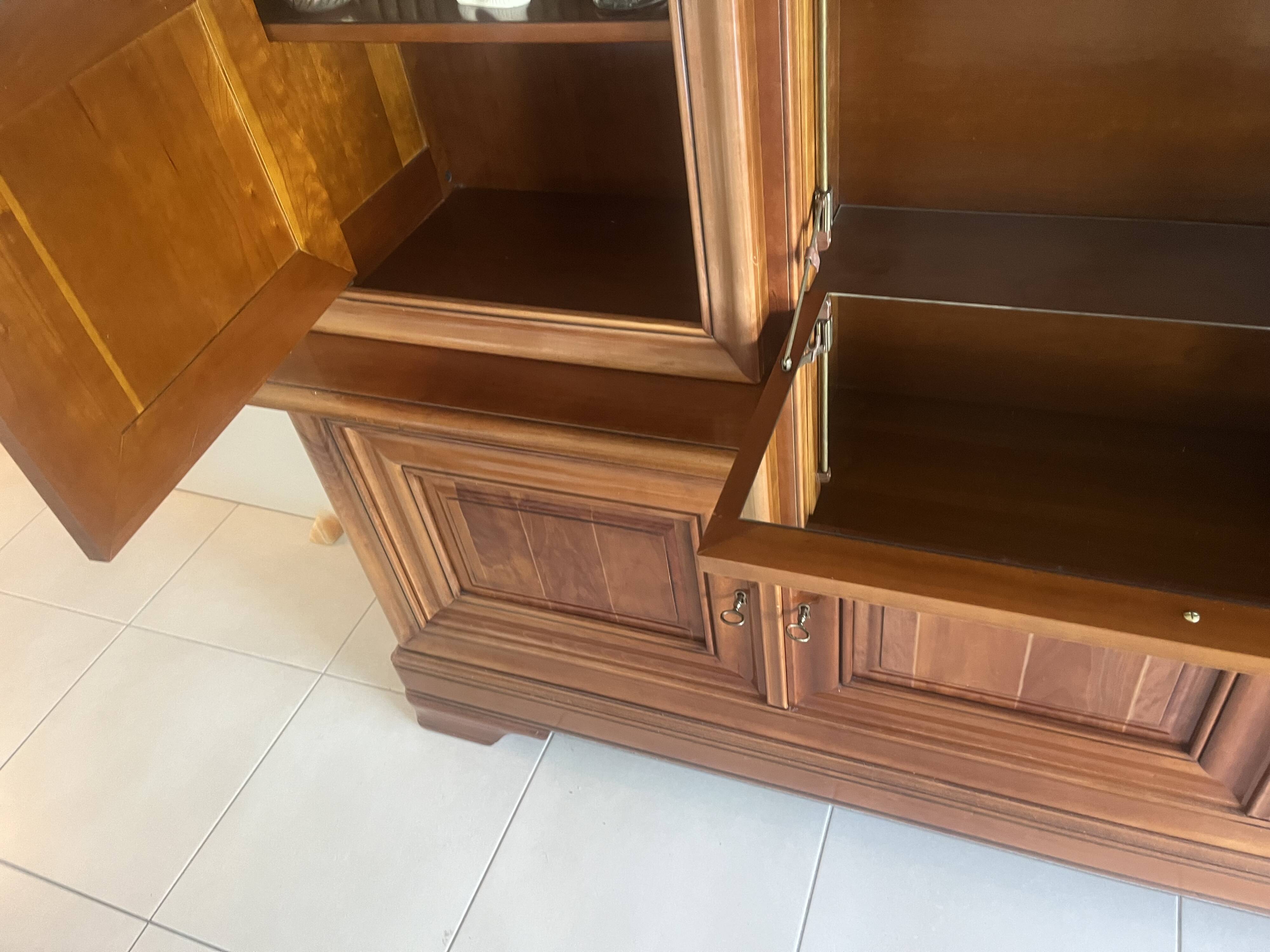 Meuble buffet Bibliotheque Bois massif merisier