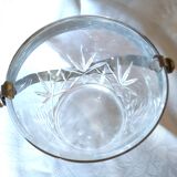 Crystal ice bucket with silver metal handle Saint Louis brand