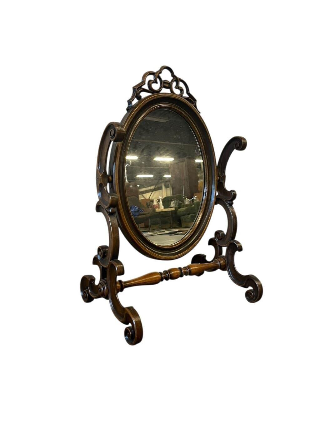 Vintage wooden table mirror / baroque floor mirror