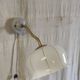 Vintage wall light in brass, porcelain and opaline - mid 20th century.