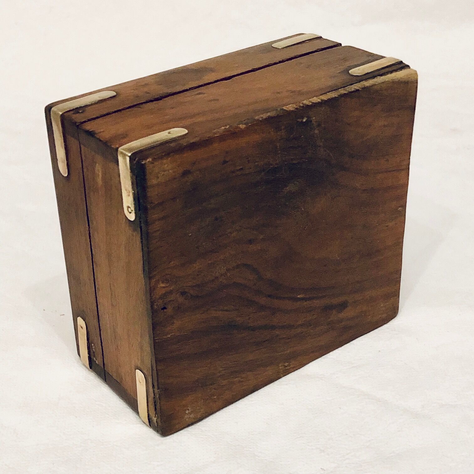 Wooden box marquetterie brass