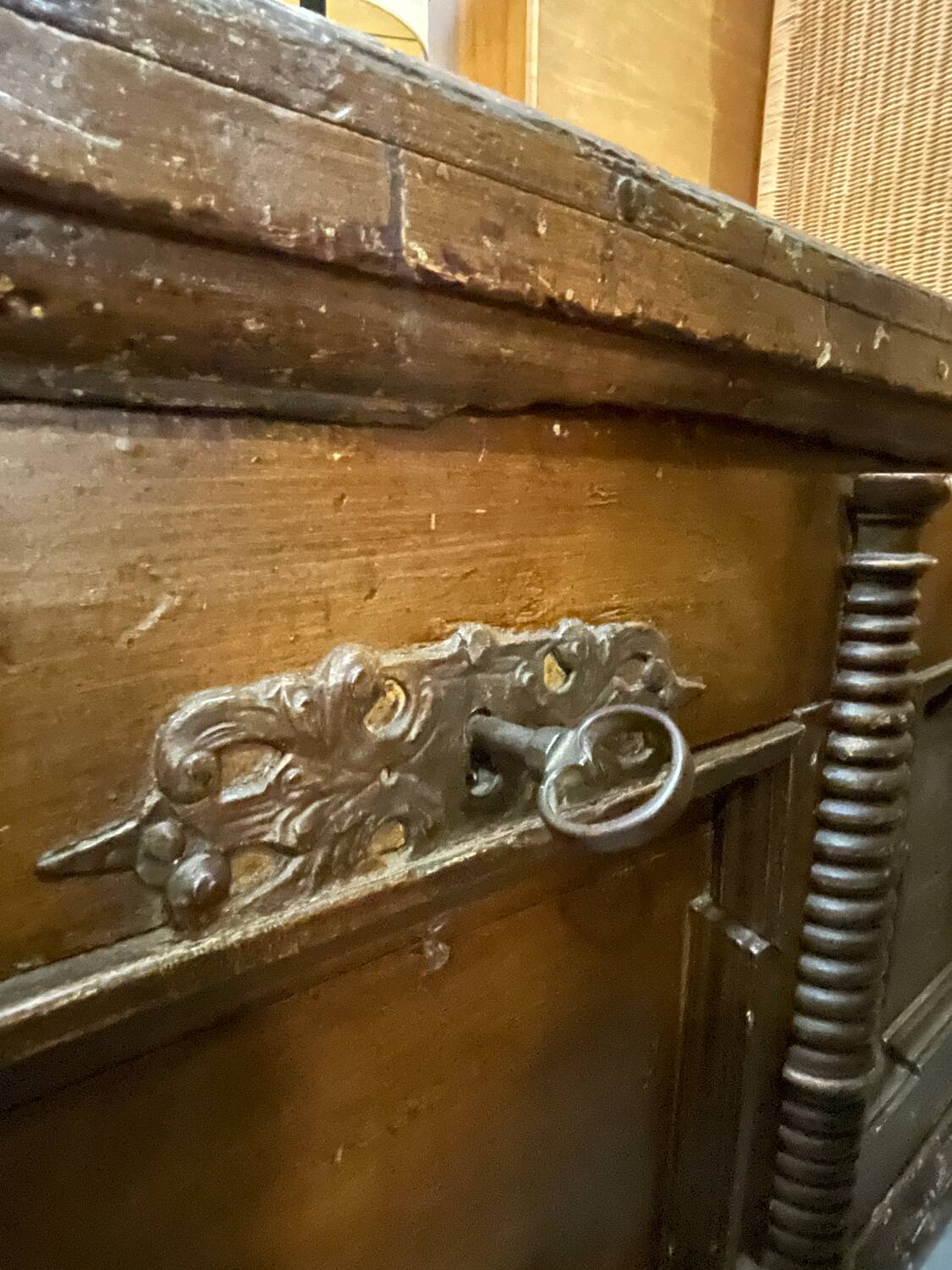 17th-century carved oak antique chest