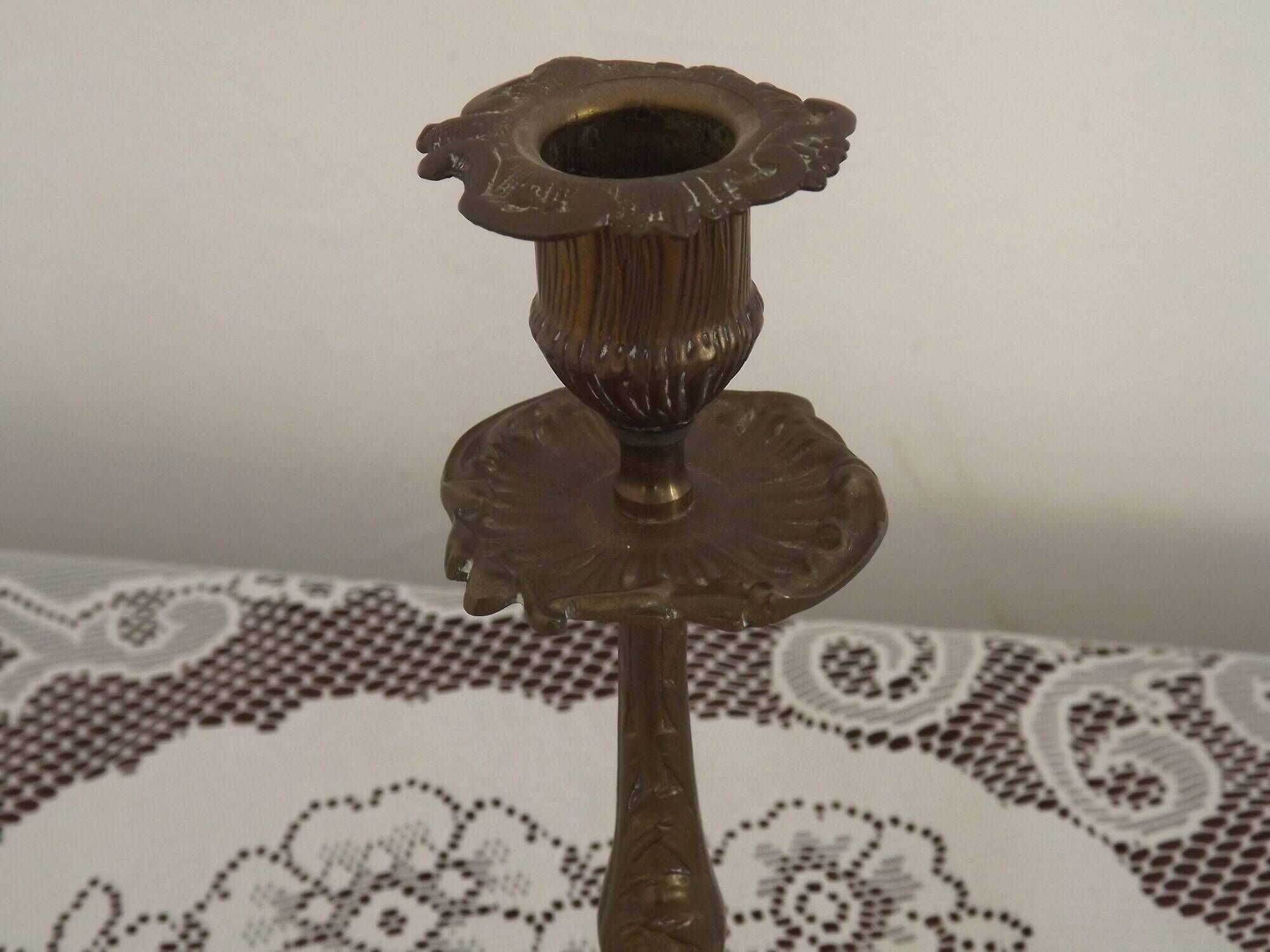 French Vintage Bronze Candlestick With Lovely Acanthus Leaf Detail 5165