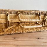 Vintage woven wicker suitcase