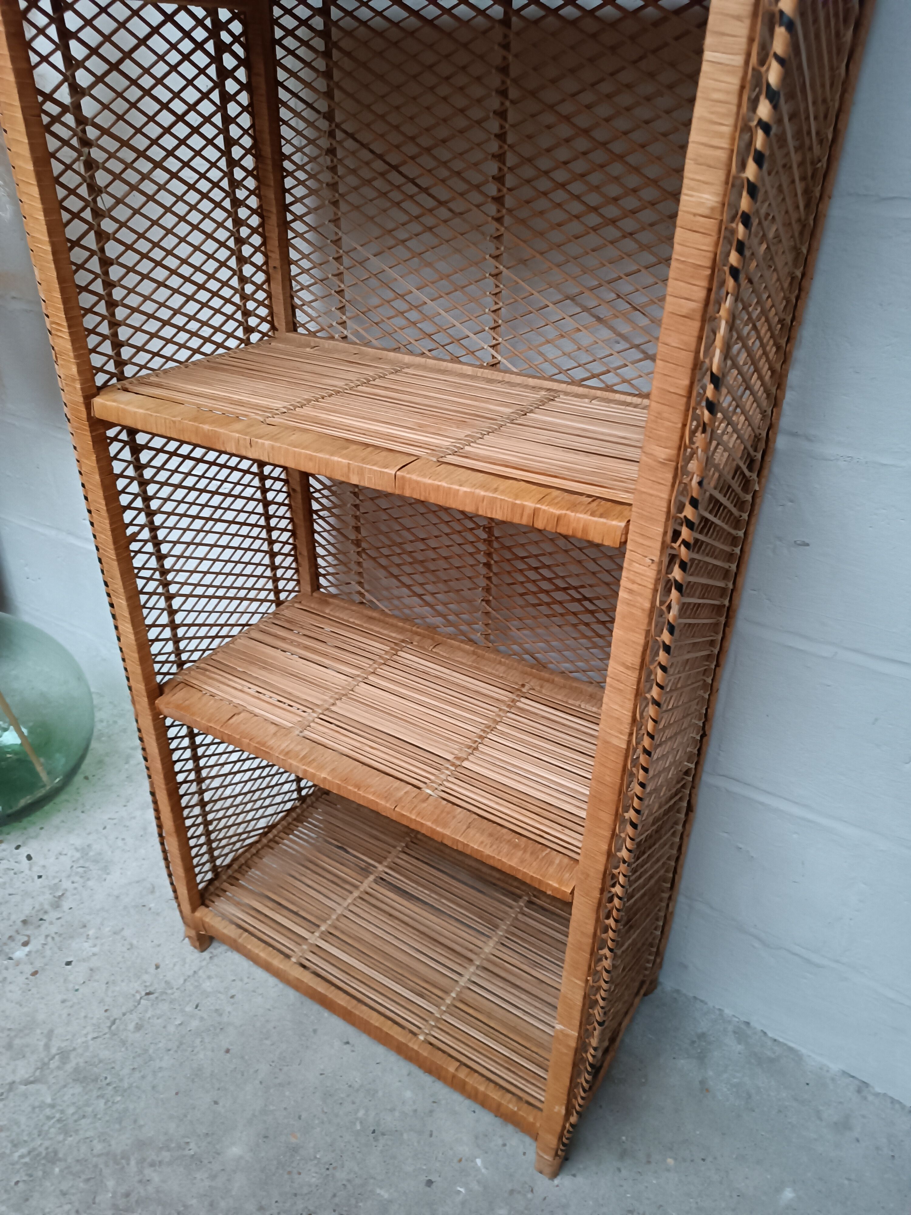 Vintage rattan bookcase