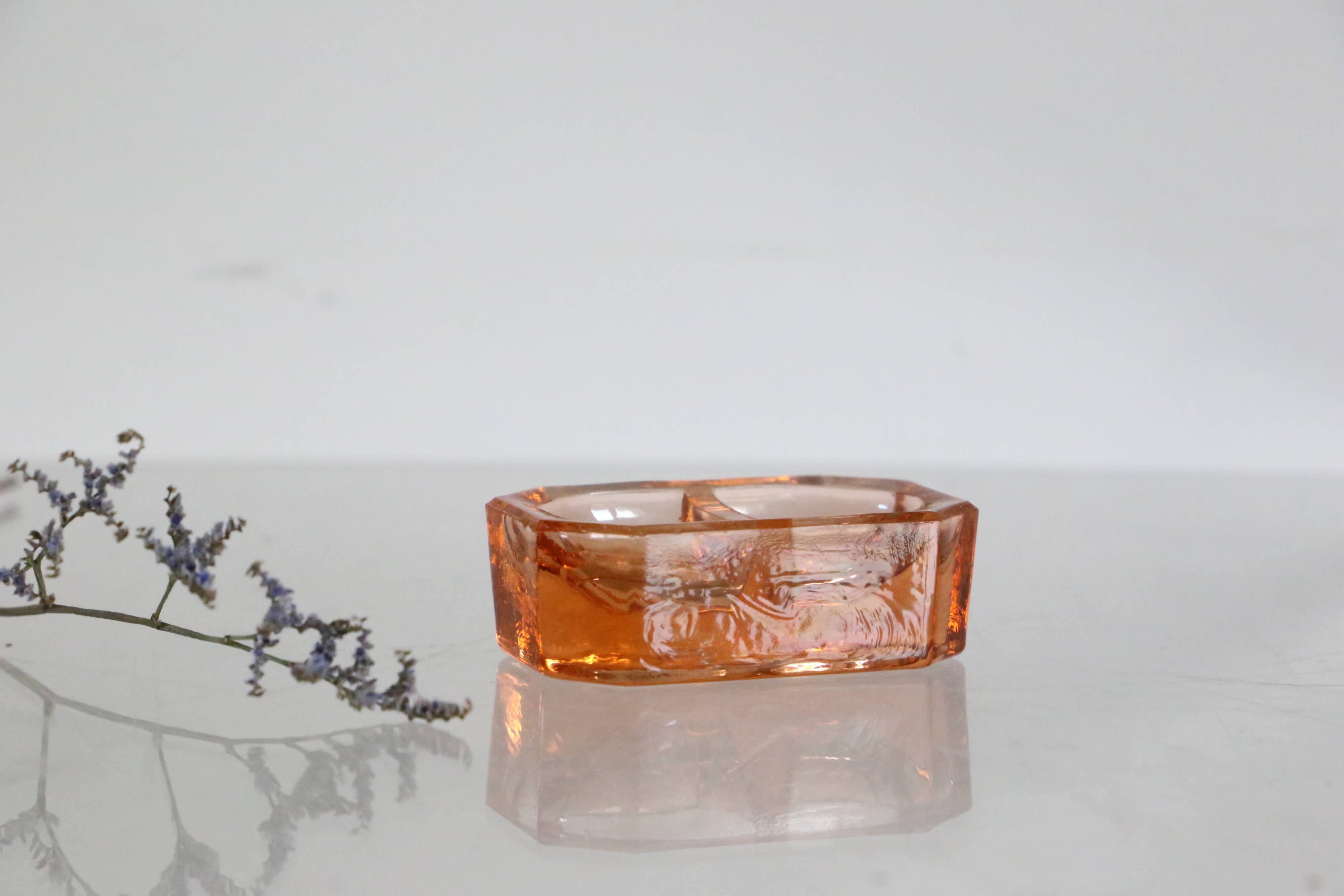 Authentic French vintage pink glass salt and pepper set