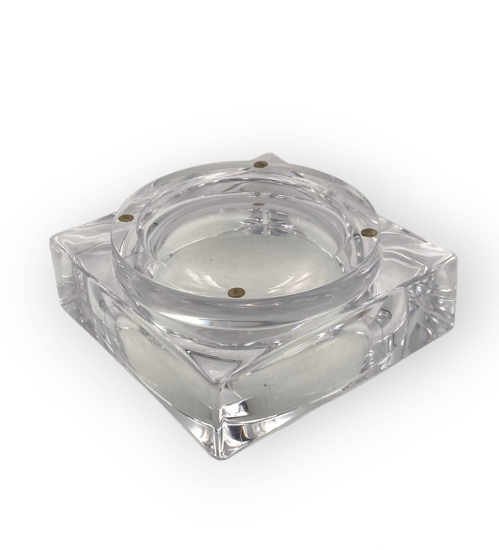 Monumental molded crystal ashtray, Sevres France 1970s