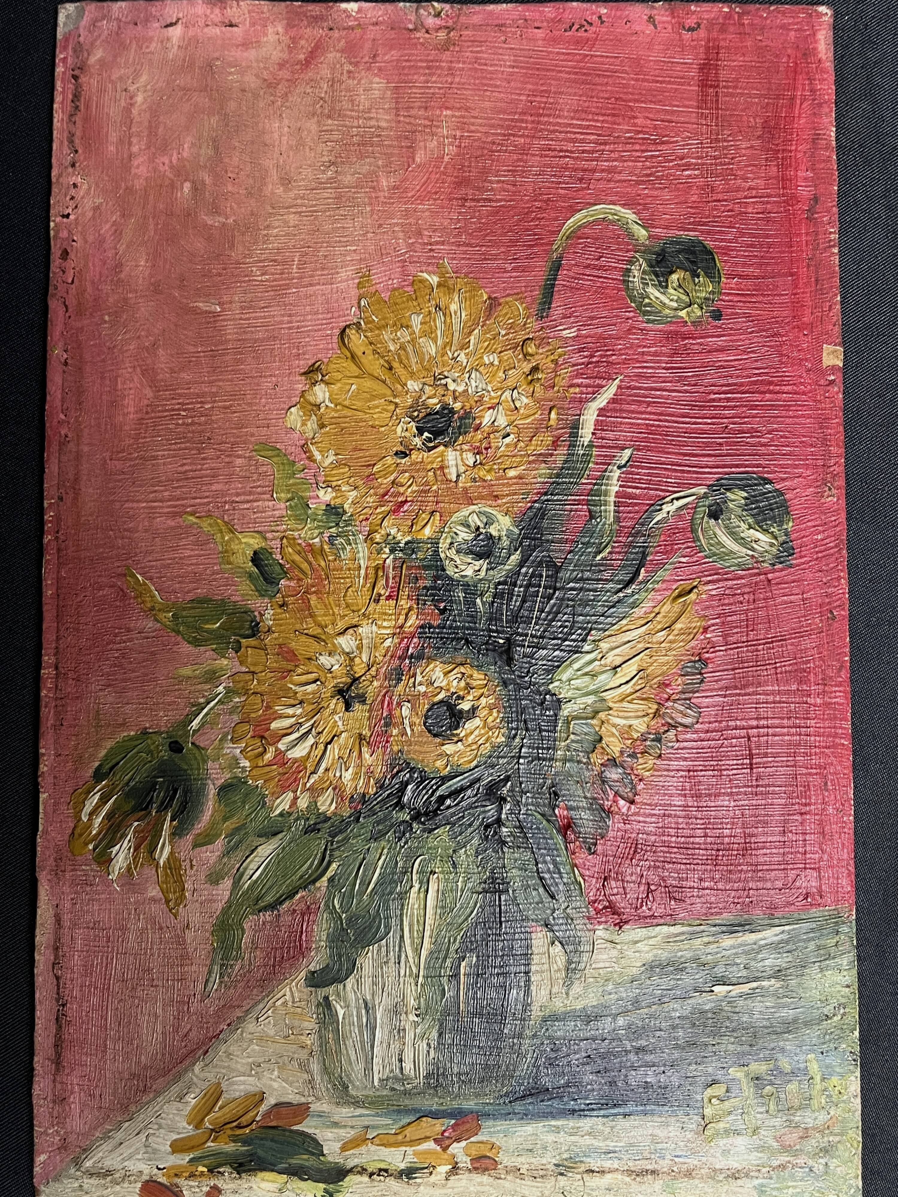 Oil on panel, pair of signed bouquet frames, early 20th century