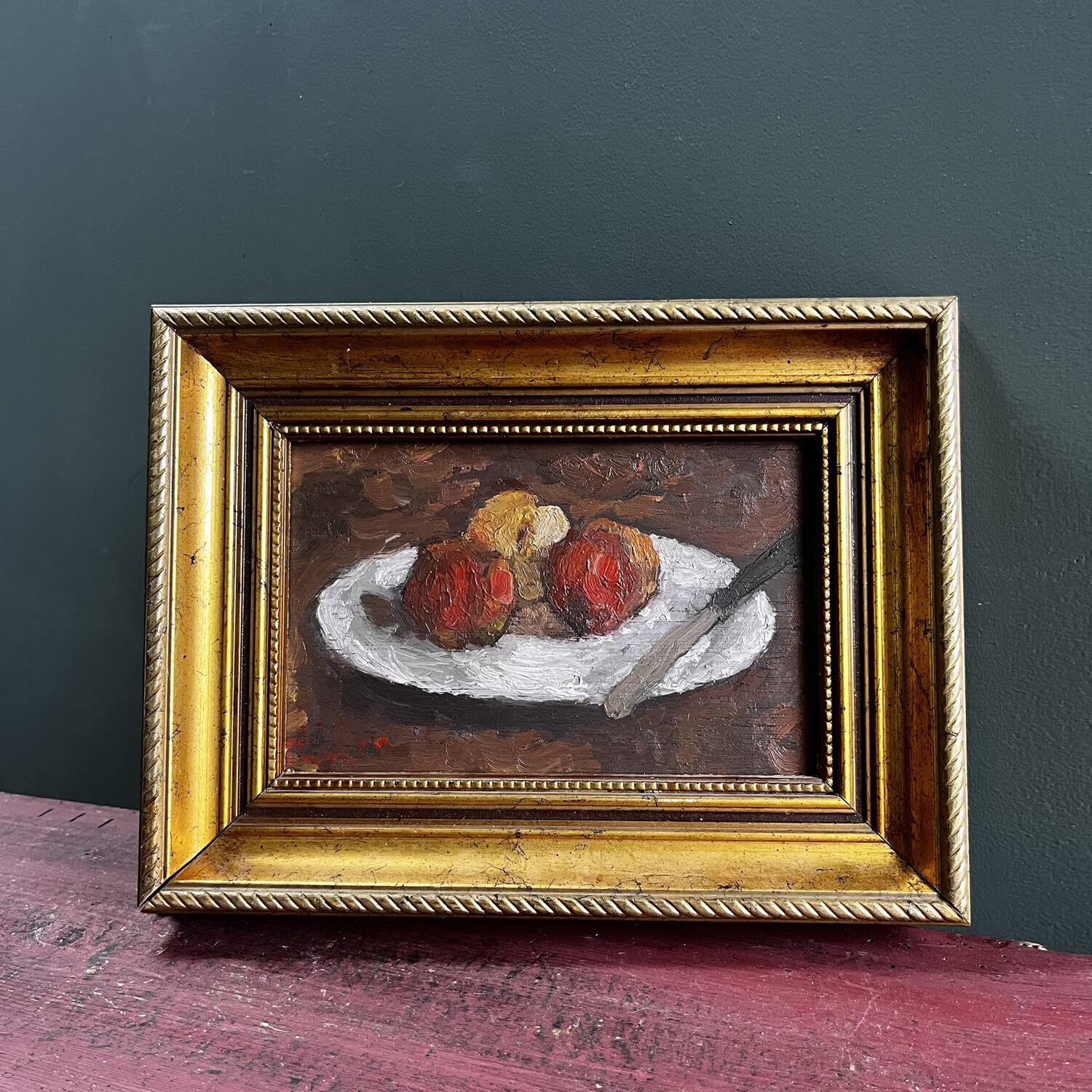Tableau début XXème "Les pommes et le couteau"