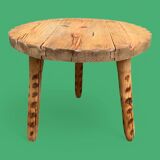 Table basse tripode pin massif brut 1960