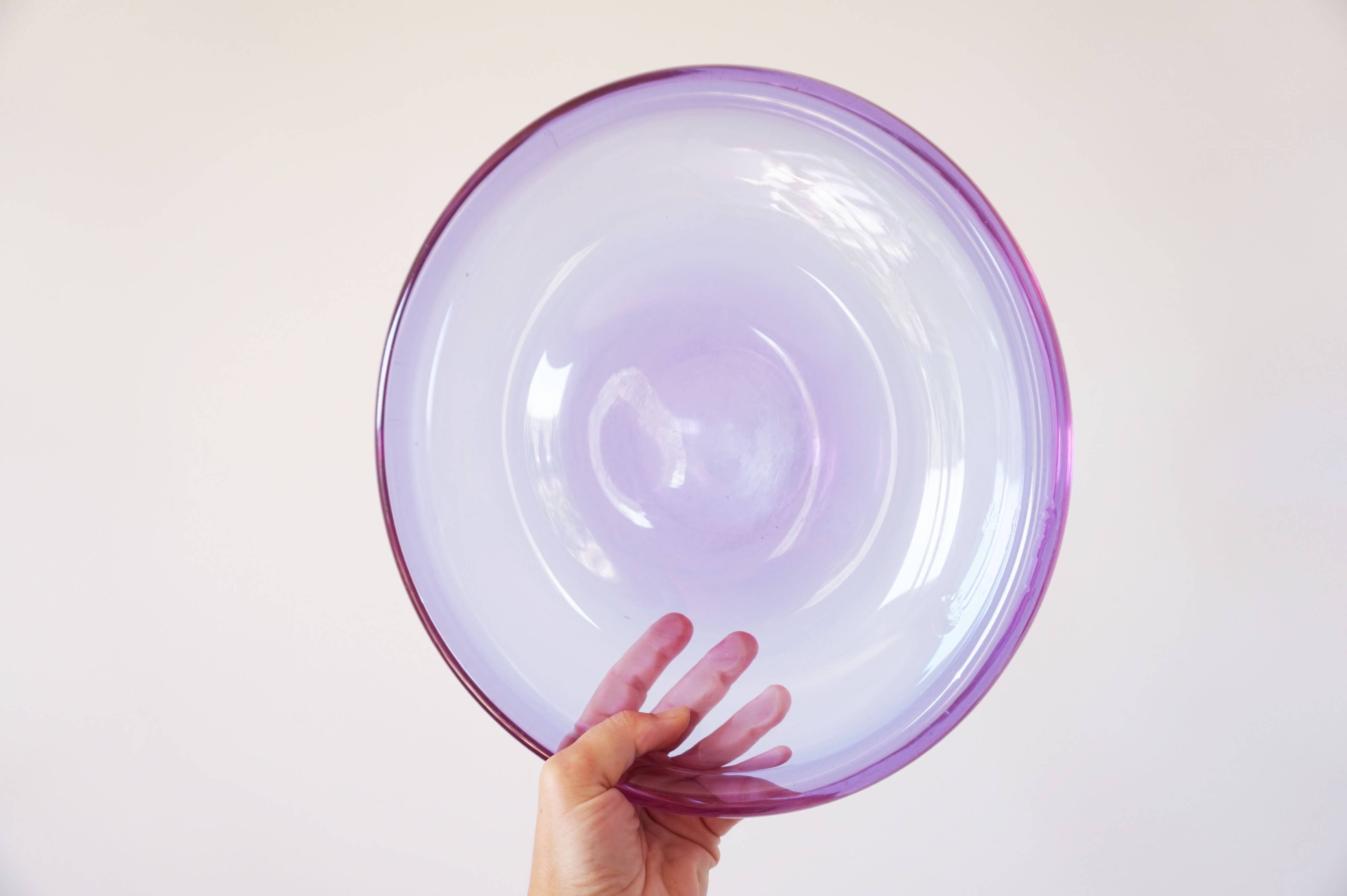 Large purple glass bowl 1970