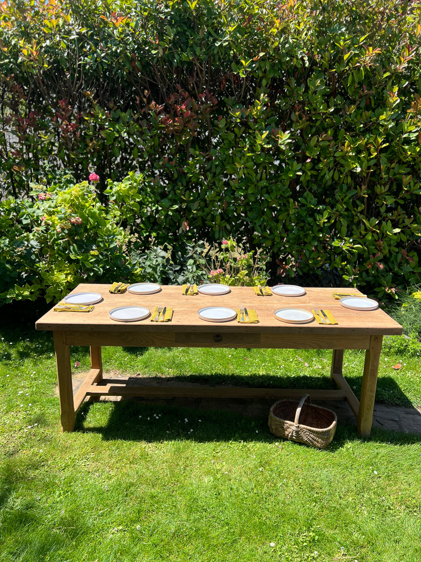 Table de ferme ancienne en chêne massif clair
