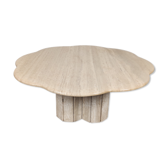 Table basse en travertin vintage  "nuage" , années 80