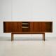 Rosewood and Teak Low Sideboard with Sliding Doors, 1960s