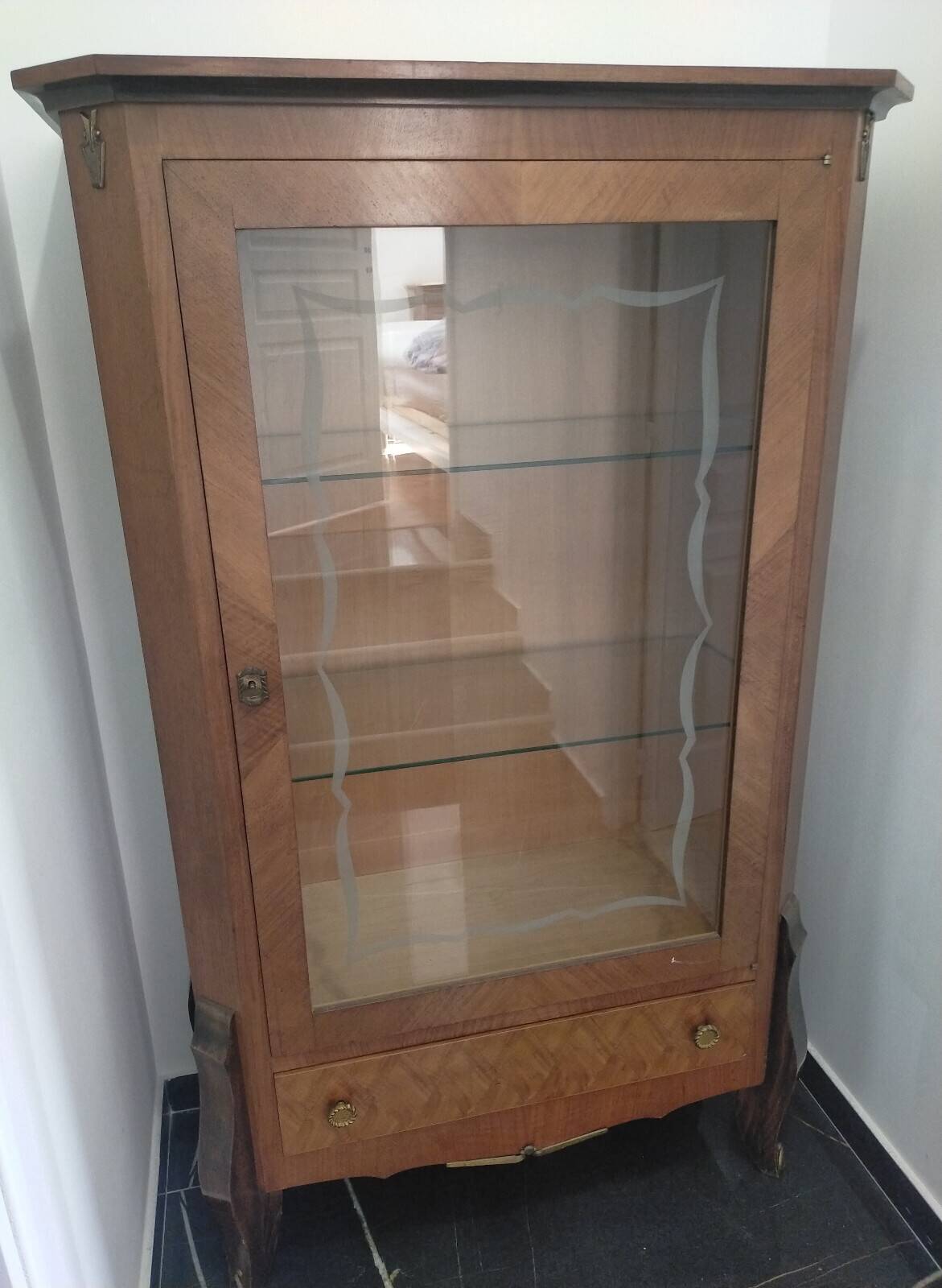 Vitrine vintage en placage de palissandre