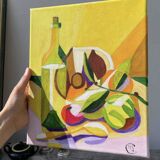 Modern still life, oil on canvas, fruit