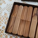 12 antique olive wood knife holders