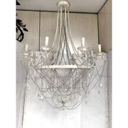 Contemporary ivory florentine iron and crystals chandelier