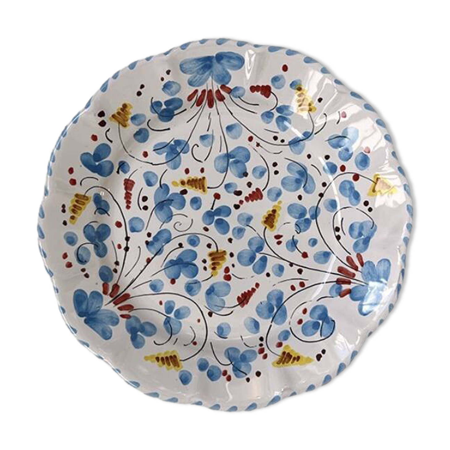 Plate 25cm turquoise flowers