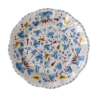 Assiette 25cm fleurs turquoise