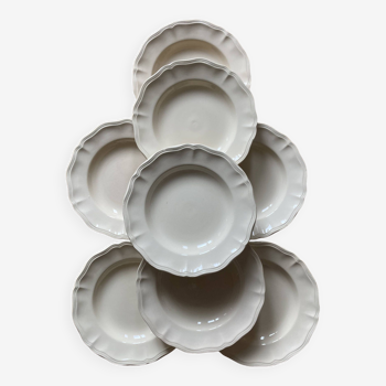 Set of 8 soup plates "Ivory with gadroons" Digoin Sarreguemines