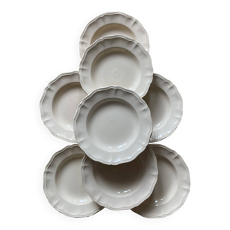 Set of 8 soup plates "Ivory with gadroons" Digoin Sarreguemines