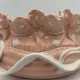Vintage ceramic cache-pot in pink and white.