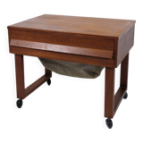 Sewing Table With Wheels Made In Teak, Danish Design From 1960s