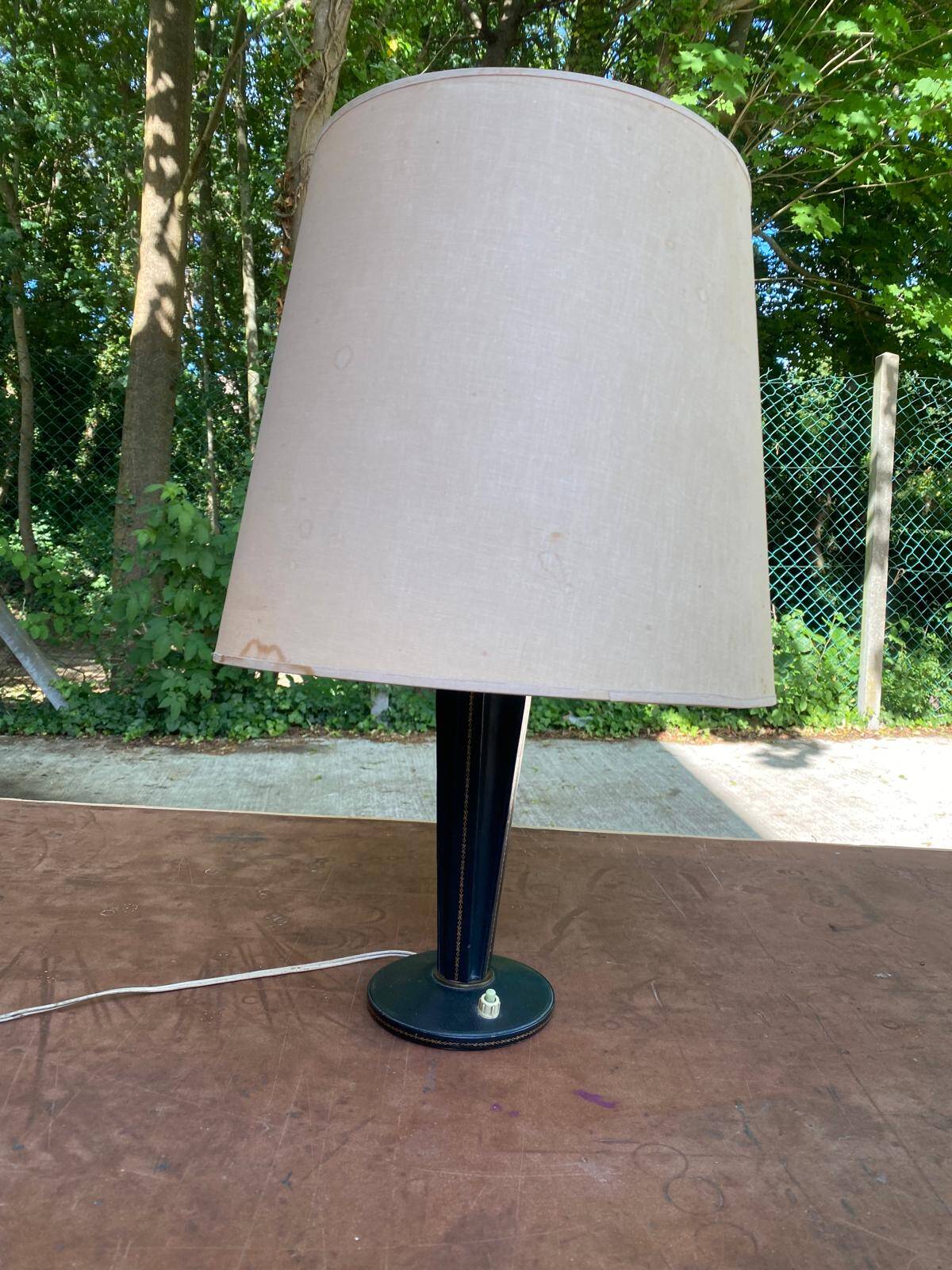Vintage black leather lamp base from the 1950s.